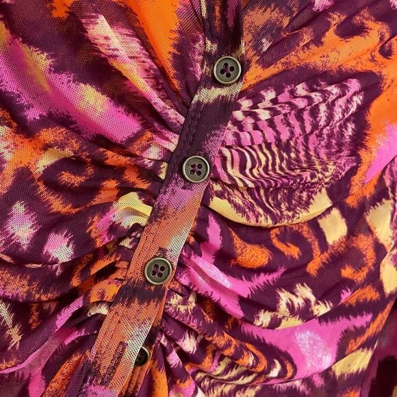 Free People Lucky Shirtee Sheer Maroon Pink Disco Night Top NWOT Small - Picture 4 of 6